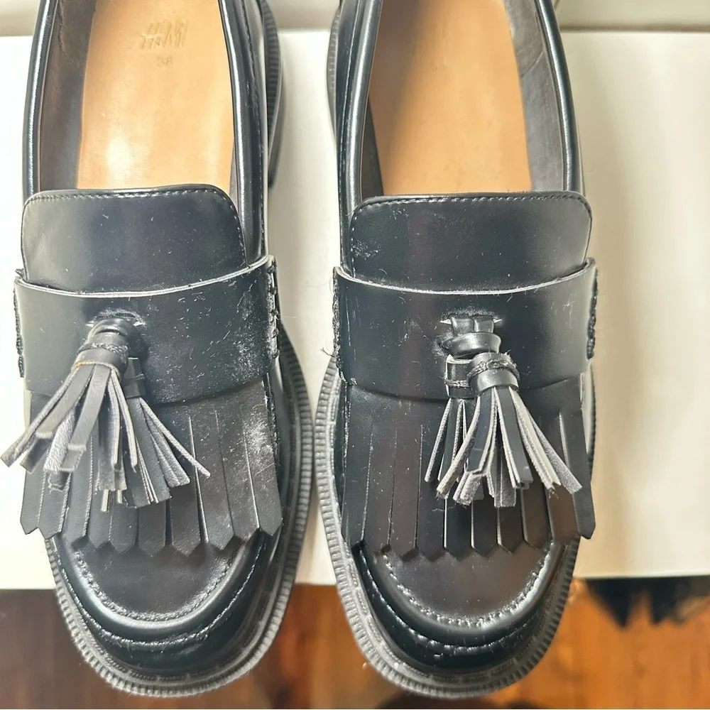 H&M Black Tassel Fringe Loafers - Picture 6 of 8